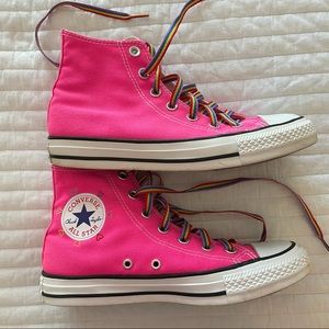 Pink high top converse